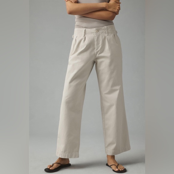 Maeve Pleated Wide Leg Chino Trousers - Picture 2 of 16